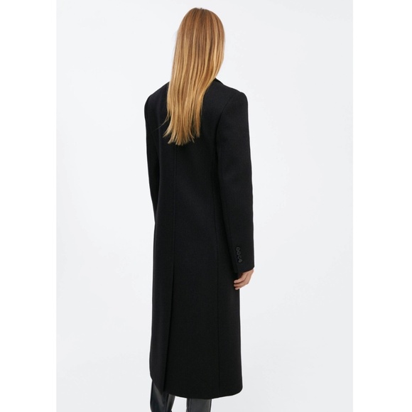 MANGO Tailored Wool Coat with Embossed Lapels in Black Size M Medium - Picture 2 of 4